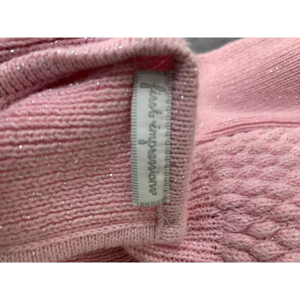 First Impressions 3-6‎ month long sleeve knit pink bow sweater dress